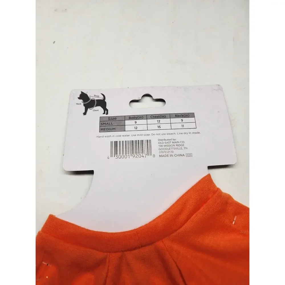 Too Cute To Spook Dog HALLOWEEN T-Shirt Clothes Size Small Orange Witches Hat